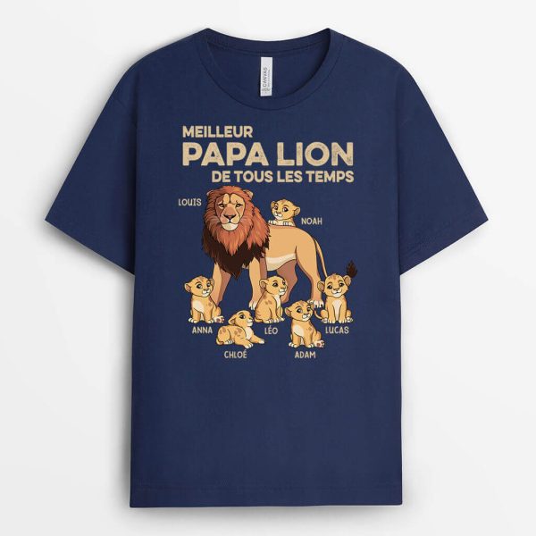 T-shirt Meilleur Papa Lion Pour Toujours Personnalise