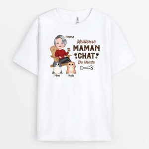 T-shirt Meilleure Maman Chat Meilleur Papa Chat Sur Chaise Personnalise