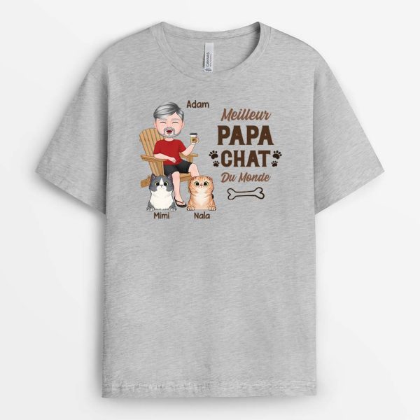 T-shirt Meilleure Maman Chat Meilleur Papa Chat Sur Chaise Personnalise