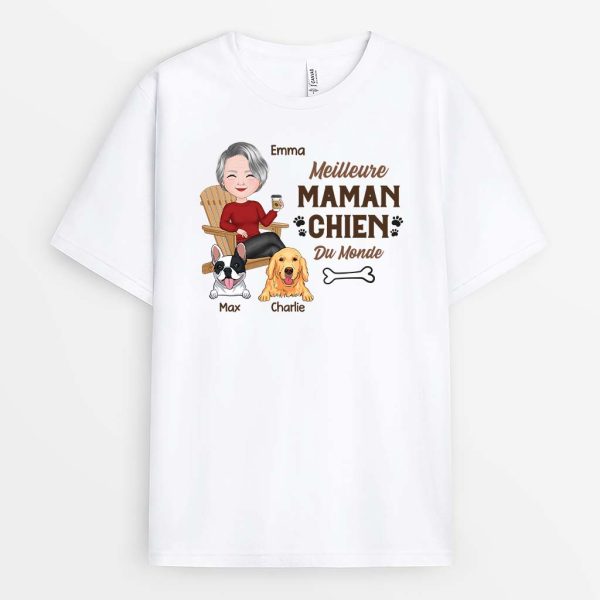 T-shirt Meilleure Maman Chien Meilleur Papa Chien Sur Chaise Personnalise