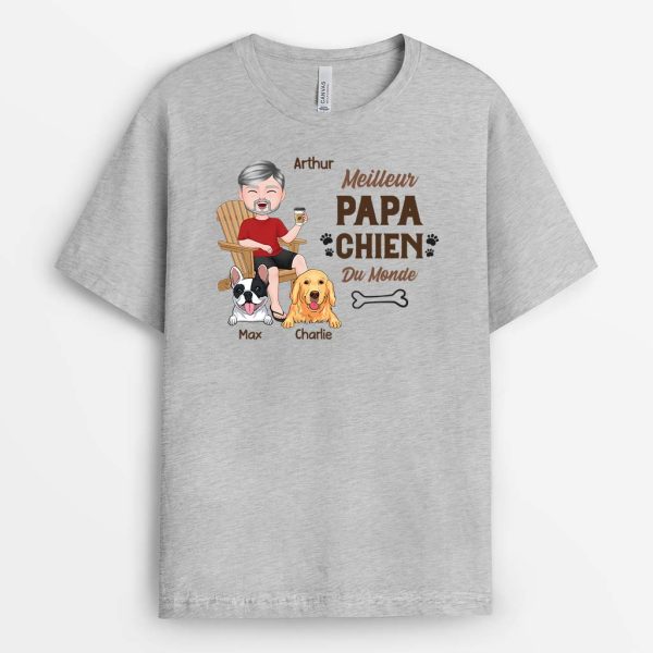 T-shirt Meilleure Maman Chien Meilleur Papa Chien Sur Chaise Personnalise