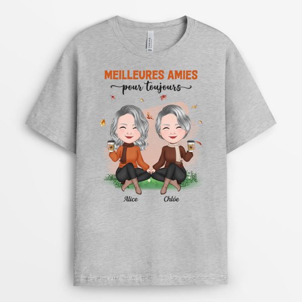 T-shirt Meilleures Amies Pour Toujours Automne Pre Vert Personnalise