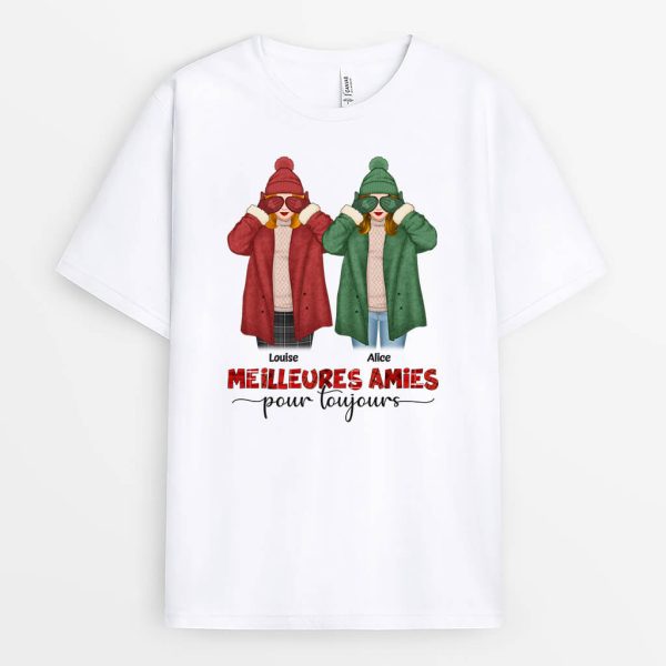 T-shirt Meilleures Amies Pour Toujours Noel Personnalise