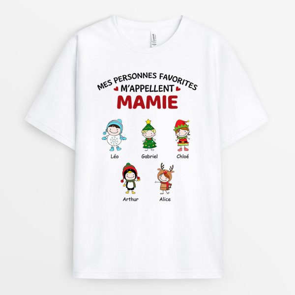 T-shirt Mes Personnes Favorites M’appelle Maman Mamie Bonhommes Personnalise