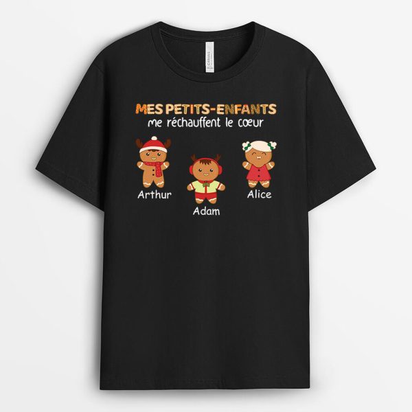 T-shirt Mes Petits-Enfants Me Rechauffent Le Coeur Bonhommes En Pain D’epices Personnalise