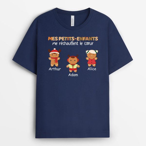 T-shirt Mes Petits-Enfants Me Rechauffent Le Coeur Bonhommes En Pain D’epices Personnalise