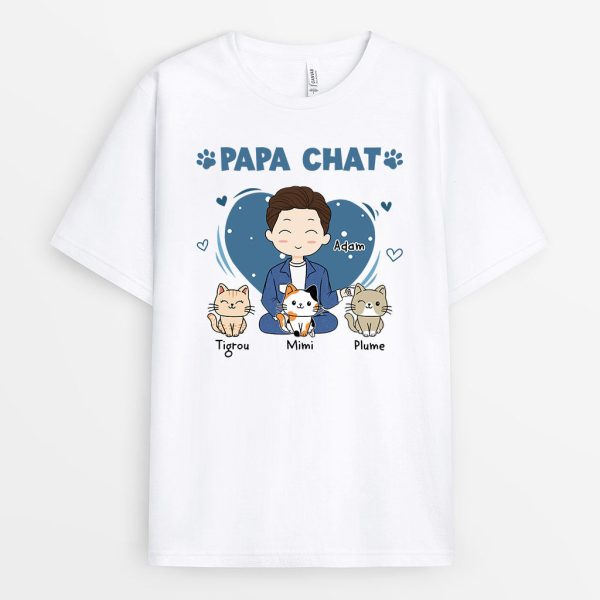 T-shirt Mignon Papa Chat Personnalise