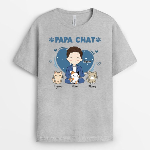 T-shirt Mignon Papa Chat Personnalise