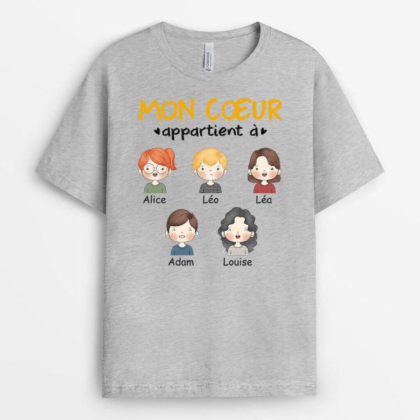 T-shirt Mon Coeur Appartient A Dessins Personnalise