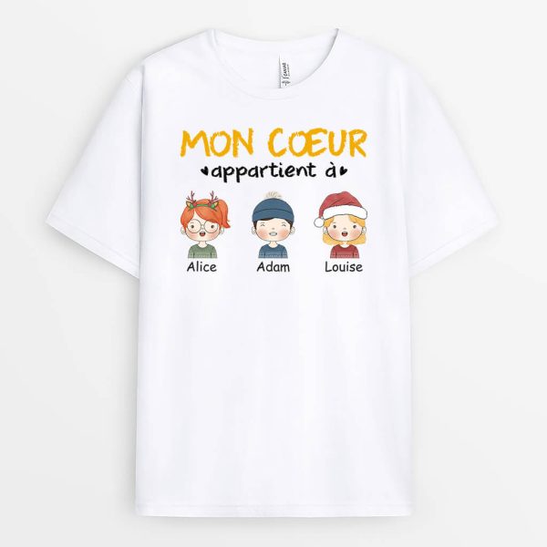 T-shirt Mon Coeur Appartient A Dessins Personnalise