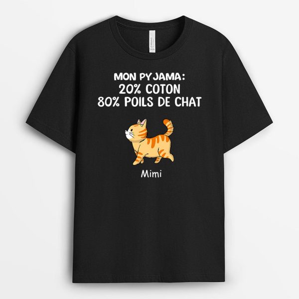 T-shirt Mon Pyjama  80% De Poils De Chat Personnalise