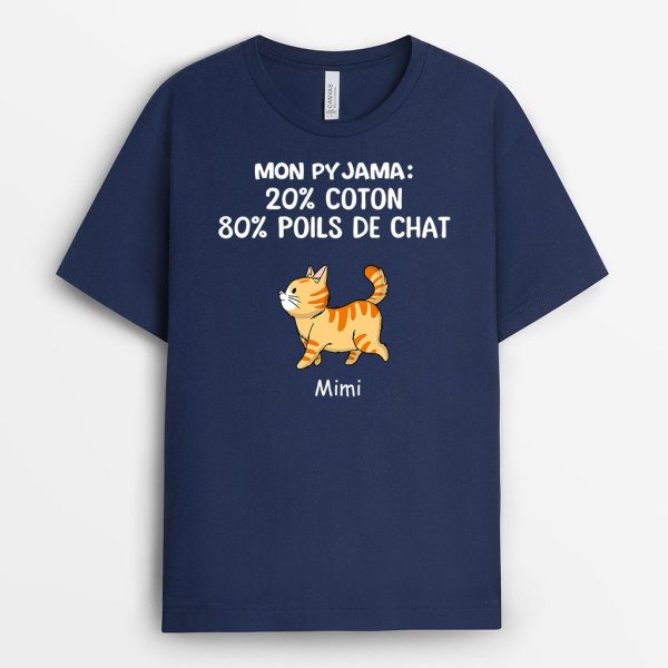 T-shirt Mon Pyjama  80% De Poils De Chat Personnalise