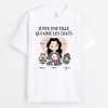 T-shirt Noel Juste une fille qui aime les chats Coeur Personnalise