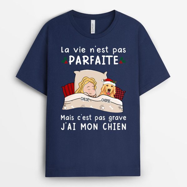 T-shirt Noel La Vie N’est Pas Parfaite Chiens Sombre Personnalise