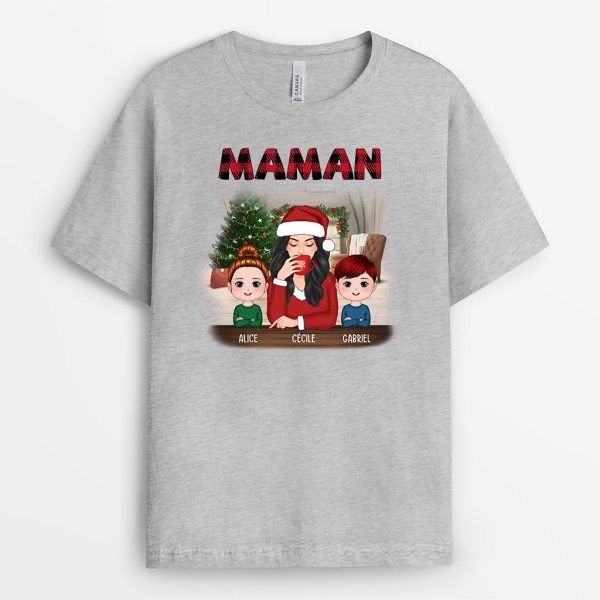 T-shirt Noel Maman Mamie Mot a Carreaux Personnalise