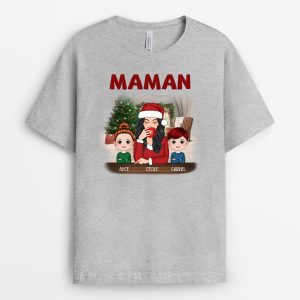 T shirt Noel Maman Mamie Mot a Carreaux Personnalise 3
