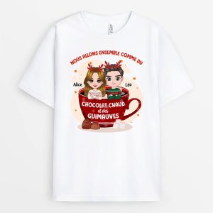 T-shirt Nous Allons Ensemble Comme Du Chocolat Chaud Et Des Guimauves Personnalise