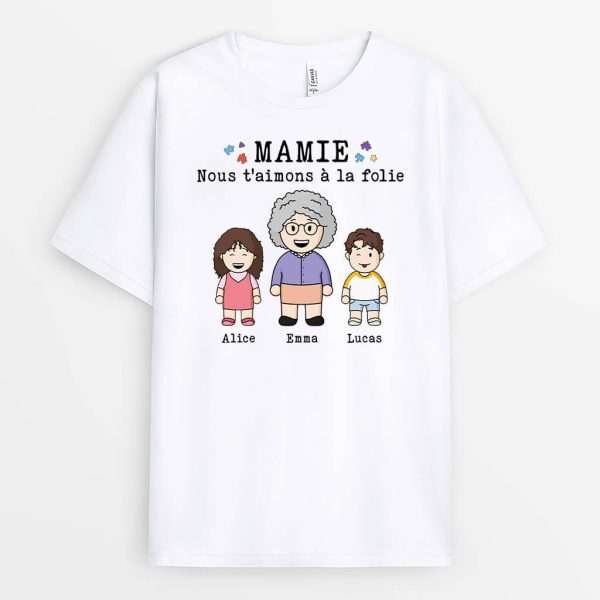 T-shirt Nous T’Aimons A La Folie Version Papa Personnalise