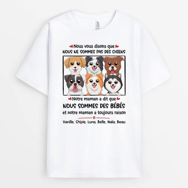 T-shirt Nous Vous Disons Que Nous Ne Sommes Pas Des Chiens Personnalise