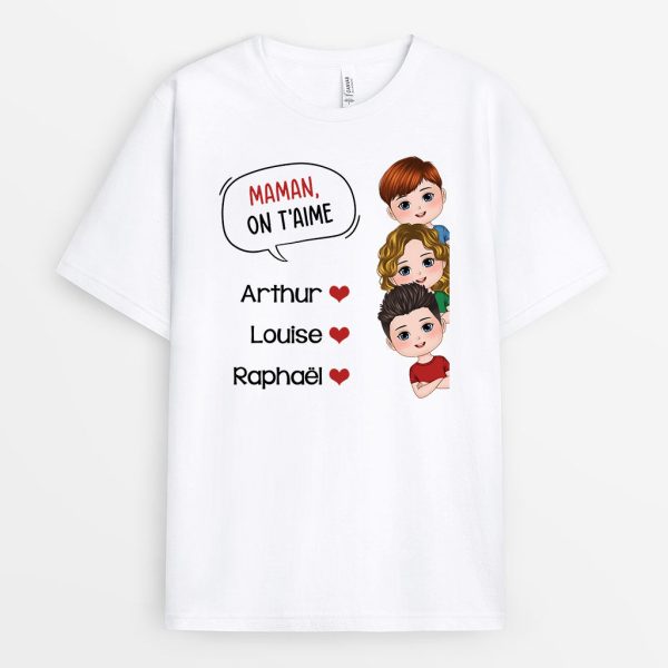 T-shirt On T’Aime Maman Mamie Message D’Amour Personnalise