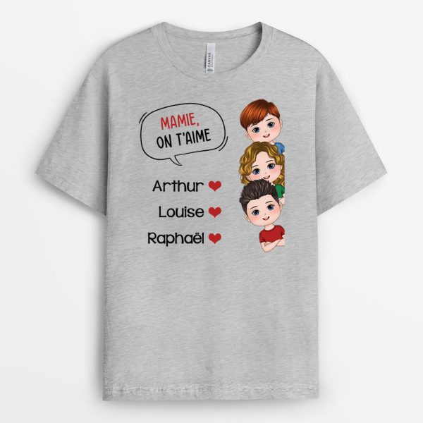 T-shirt On T’Aime Maman Mamie Message D’Amour Personnalise