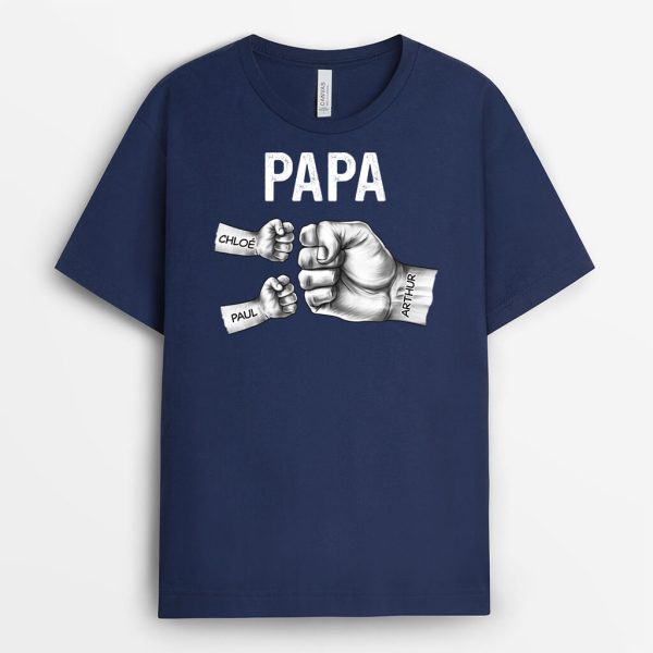 T-shirt Papa Bosse De Poing Version Noir Et Blanc Personnalise