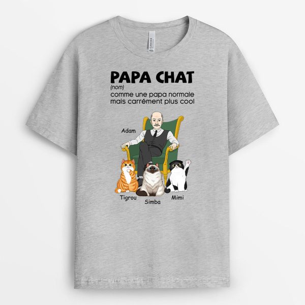 T-shirt Papa Chat Cool Personnalise