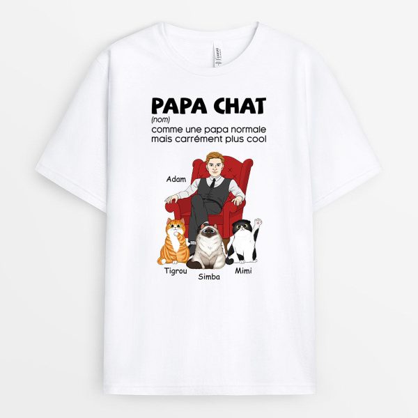 T-shirt Papa Chat Cool Personnalise