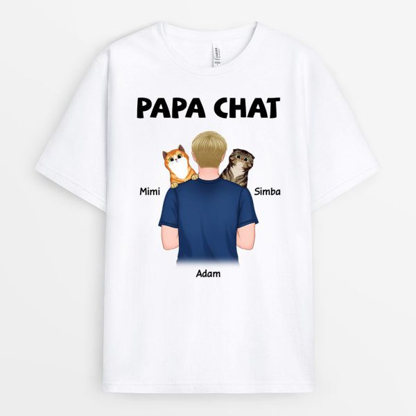 T-shirt Papa Chat Epaule Personnalise