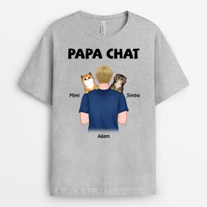 T-shirt Papa Chat Epaule Personnalise