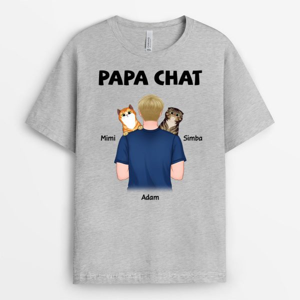 T-shirt Papa Chat Epaule Personnalise