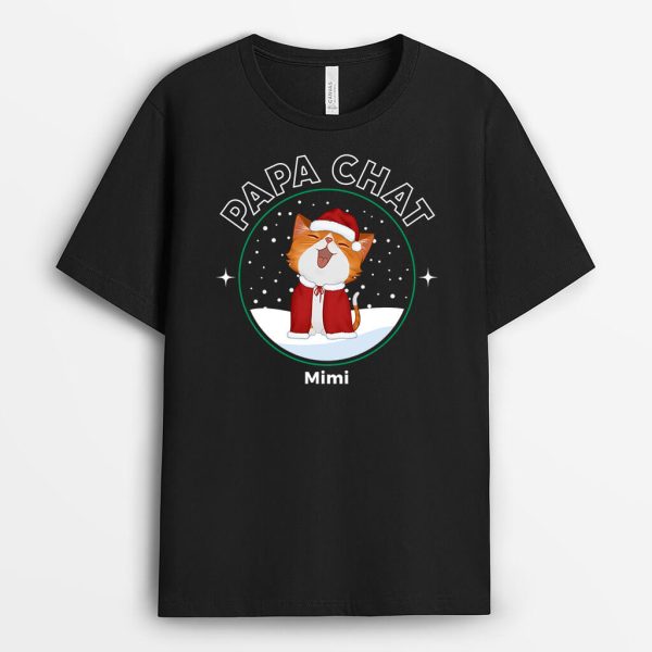 T-shirt Papa Chat Maman Chat Noel Personnalise