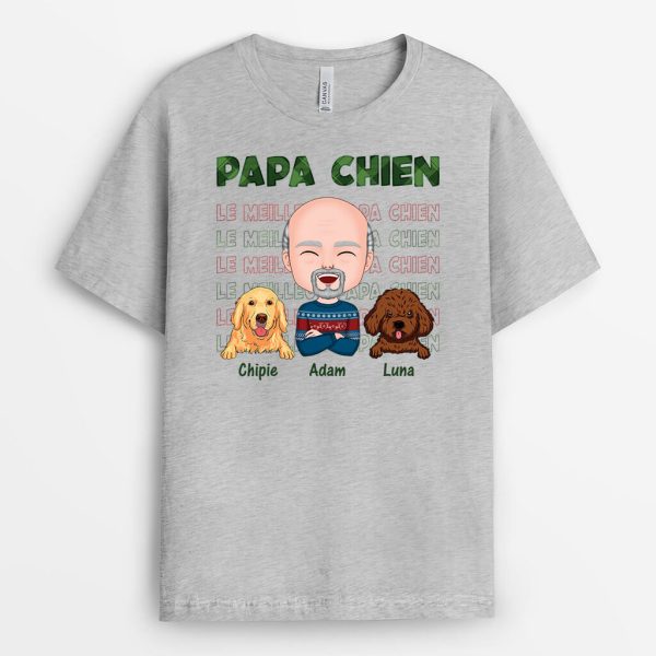 T-shirt Papa Chien Blanc Version Noel Personnalise