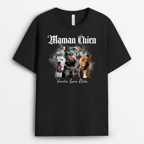 T-shirt Papa Chien Maman Chien Hunde Personnalise