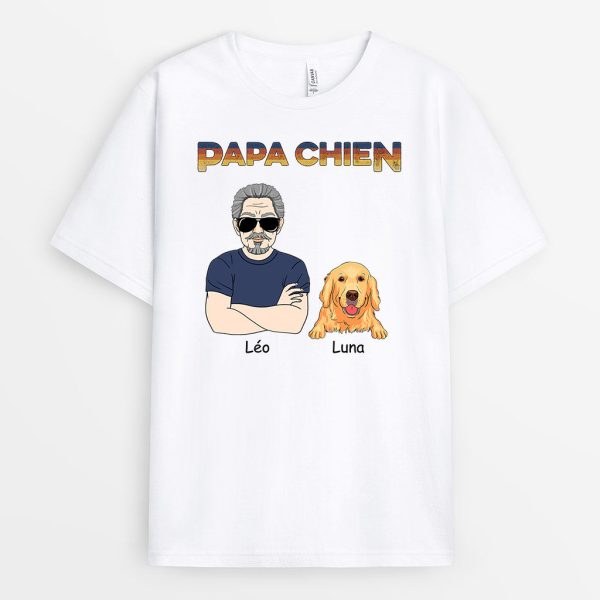 T-shirt Papa Chien Mot Style Personnalise