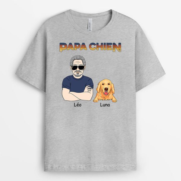 T-shirt Papa Chien Mot Style Personnalise