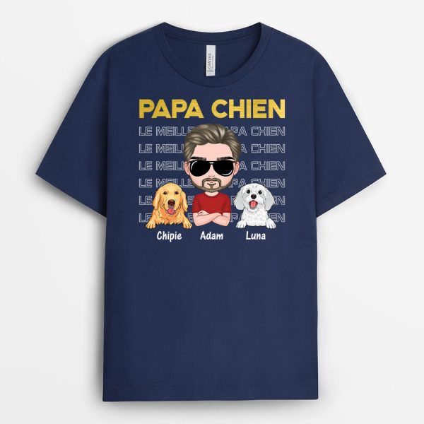 T-shirt Papa Chien Noir Personnalise