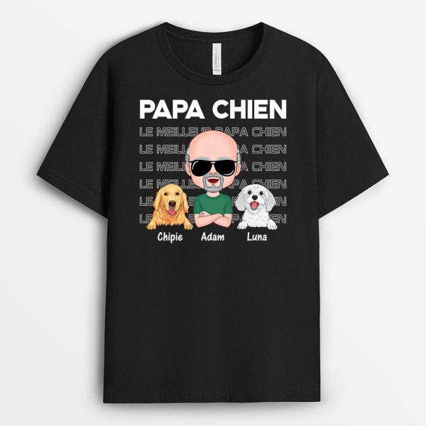 T-shirt Papa Chien Noir Personnalise