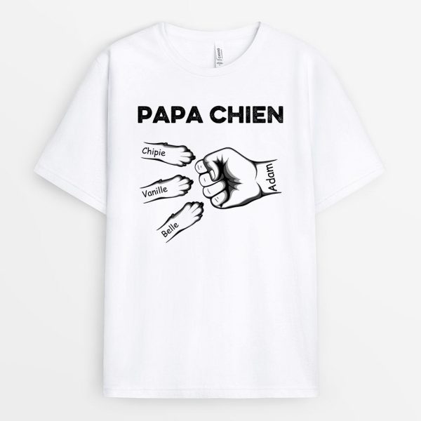 T-shirt Papa Chien Poing et Pattes Personnalise