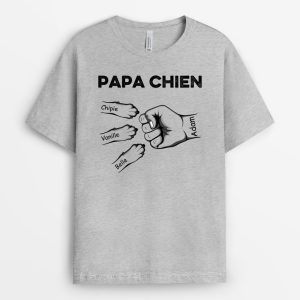 T-shirt Papa Chien Poing et Pattes Personnalise