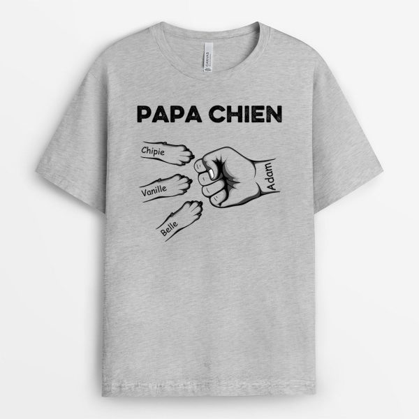 T-shirt Papa Chien Poing et Pattes Personnalise