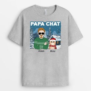 T-shirt Papa De Chat Version Noel Personnalise 1 T shirt Papa De Chat Version Noel Personnalise 2