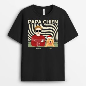 T-shirt Papa De Chien Noel Personnalise T-shirt Papa De Chien Noel Personnalise