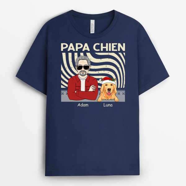 T-shirt Papa De Chien Noel Personnalise