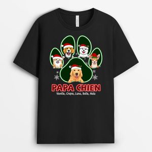 T-shirt Papa De ChienMaman De Chien Patte Version Noel Personnalise T-shirt Papa De ChienMaman De Chien Patte Version Noel Personnalise