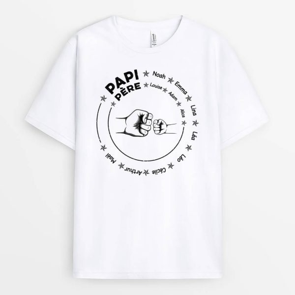 T-shirt Papa Etoiles Avec Bosses De Poing Authentiques Personnalise