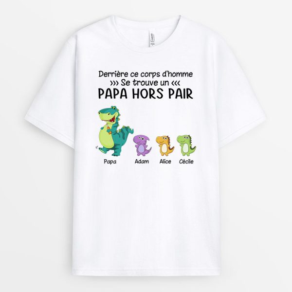 T-shirt Papa Hors Pair Version Dinosaures Personnalise