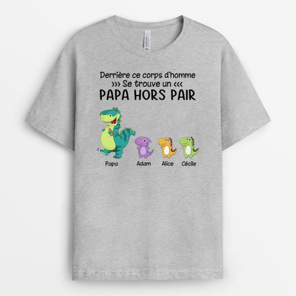 T-shirt Papa Hors Pair Version Dinosaures Personnalise