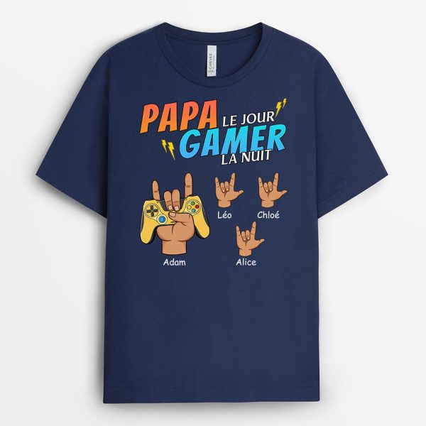 T-shirt Papa Le Jour Gamer La Nuit Personnalise