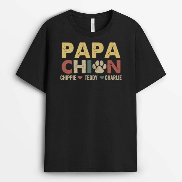 T-shirt Papa Maman Chien, PapaMaman Chat Vintage Personnalise